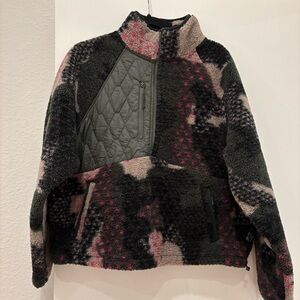 JoyLab by Target camo fleece quarter zip pullover Free People dupe workout XL